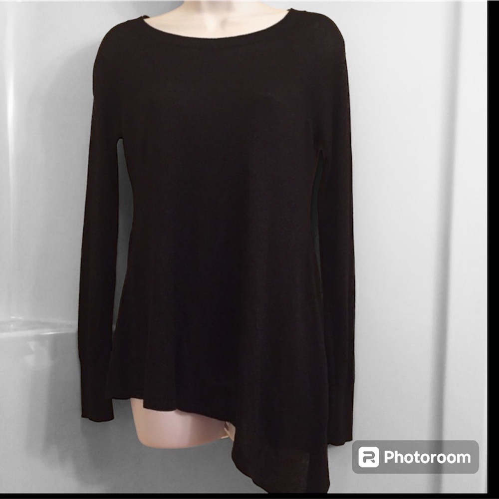 Inc International Concepts Y2K Shimmer women’s black top Asymmetrical sz M
